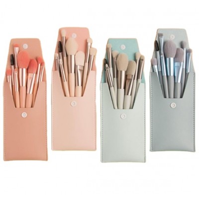 Luxury cosmetic brush pink no logo FLAT BRUSH 8pcs eyebrow brush face makeup set