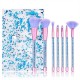 7pcs all kinds of plastic handle bling make up brushes with glitter pvc bag