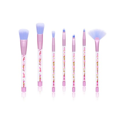 7pcs transparent crystal sequins makeup brush diamond quicksand handle makeup brush set beauty tools