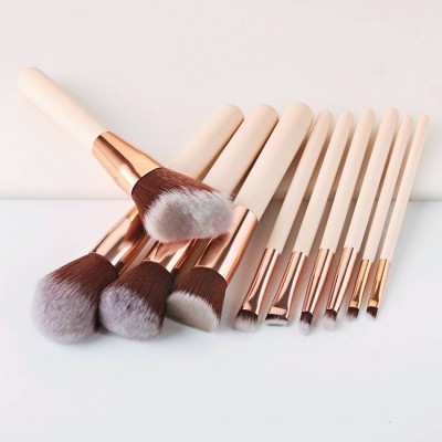 10 Pieces Brown And White Peak Hair Brush Set Maquillaje-make- Al Por Mayor Mini Makeup Brush Set Brochash De Maquillaj